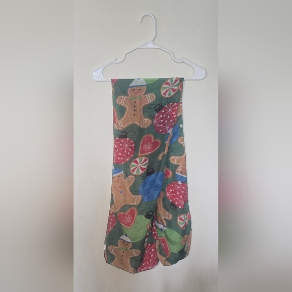 Greenbrier International Accessories - Christmas Gingerbread Cookie Holiday Candy Scarf Festive Winter Green Red